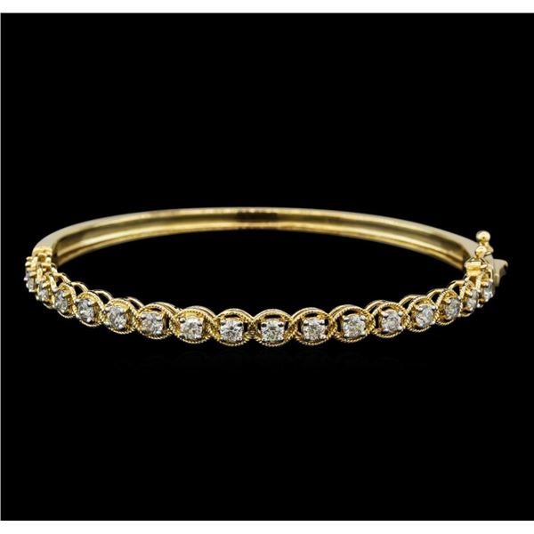 1.57 ctw Diamond Bangle Bracelet - 14KT Yellow Gold