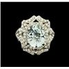 Image 2 : 4.03 ctw Aquamarine and Diamond Ring - 14KT White Gold