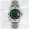 Image 3 : Rolex Ladies Stainless Steel Green Diamond & Emerald 26MM Datejust Wristwatch Wi