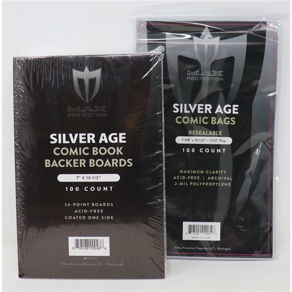 100 SILVERAGE BAGS WITH BOARDS