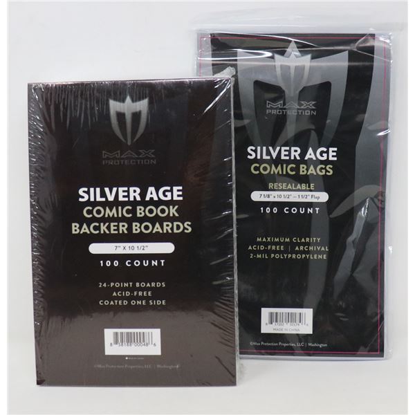 100 SILVERAGE BAGS WITH BOARDS