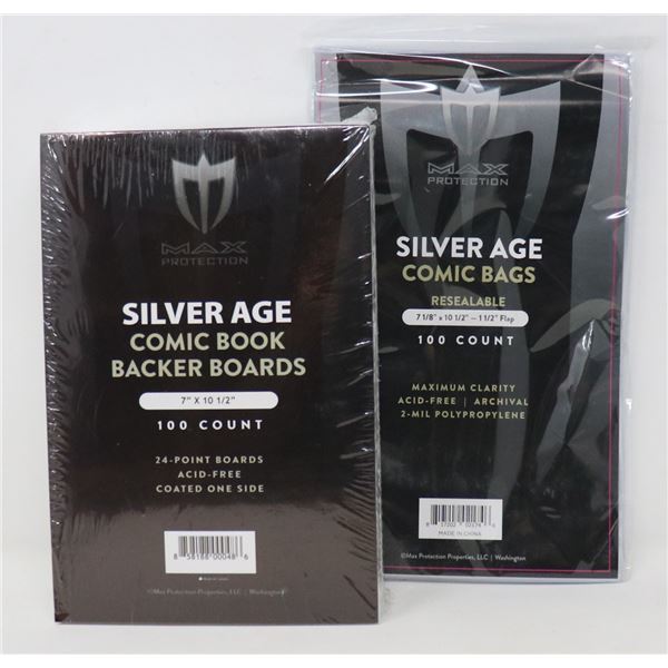 100 SILVERAGE BAGS WITH BOARDS