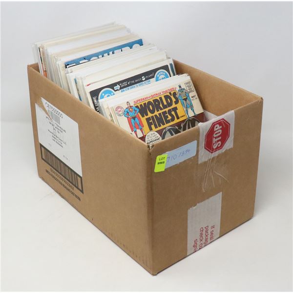 BOX WITH 45 VINTAGE DC WORLDS FINEST COMICS