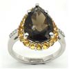 Image 1 : Silver Smokey Citrine(8.6ct) Rhodium Plated Ring (~weight 5.15g) (Estimated Selling Price from $36 t