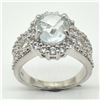 Image 1 : Silver Blue Topaz Cz(3.9ct) Rhodium Plated Ring (~weight 5.6g) (Estimated Selling Price from $39 to 