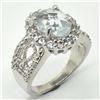 Image 2 : Silver Blue Topaz Cz(3.9ct) Rhodium Plated Ring (~weight 5.6g) (Estimated Selling Price from $39 to 