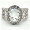 Image 3 : Silver Blue Topaz Cz(3.9ct) Rhodium Plated Ring (~weight 5.6g) (Estimated Selling Price from $39 to 