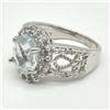 Image 5 : Silver Blue Topaz Cz(3.9ct) Rhodium Plated Ring (~weight 5.6g) (Estimated Selling Price from $39 to 