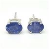 Image 2 : Silver Tanzanite(1.8ct) Rhodium Plated Earrings (~weight 1.6g)