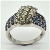 Image 1 : Silver Sapphire Peridot(2.15ct) Rhodium Plated Ring (~weight 4.05g) (Estimated Selling Price from $3