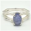 Image 3 : Silver Tanzanite(1.55ct) Rhodium Plated Ring (~weight 2.5g)
