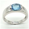 Image 1 : Silver Blue Topaz(4.5ct) Rhodium Plated Ring (~weight 3.4g)