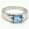 Image 3 : Silver Blue Topaz(4.5ct) Rhodium Plated Ring (~weight 3.4g)