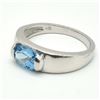 Image 5 : Silver Blue Topaz(4.5ct) Rhodium Plated Ring (~weight 3.4g)