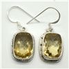 Image 1 : Silver Citrine(12.6ct) Rhodium Plated Earrings (~weight 6.8g)