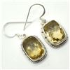 Image 2 : Silver Citrine(12.6ct) Rhodium Plated Earrings (~weight 6.8g)