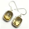 Image 3 : Silver Citrine(12.6ct) Rhodium Plated Earrings (~weight 6.8g)