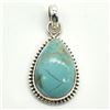 Image 1 : Silver Muhave Turquoise(8.1ct) Rhodium Plated Pendant (~weight 3.2g)