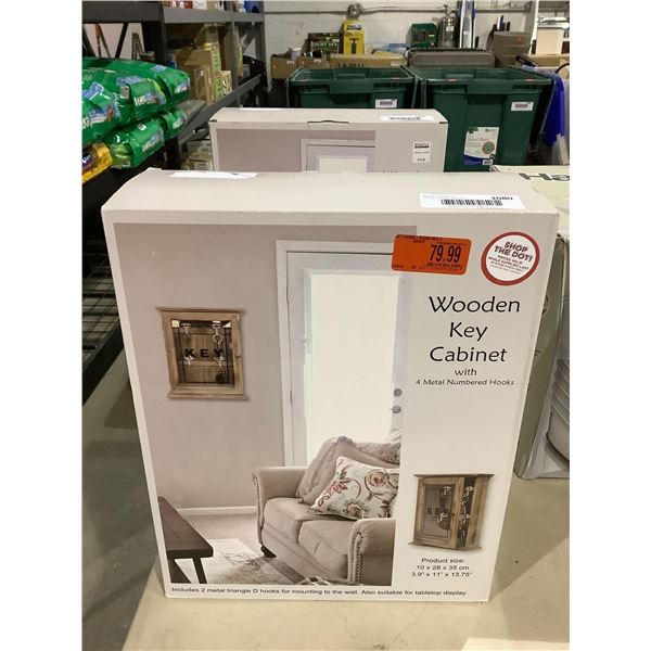 Wooden Key Cabinet w/ 4 Metal Numbered Hooks (3.9in x 11in x 13.75in)