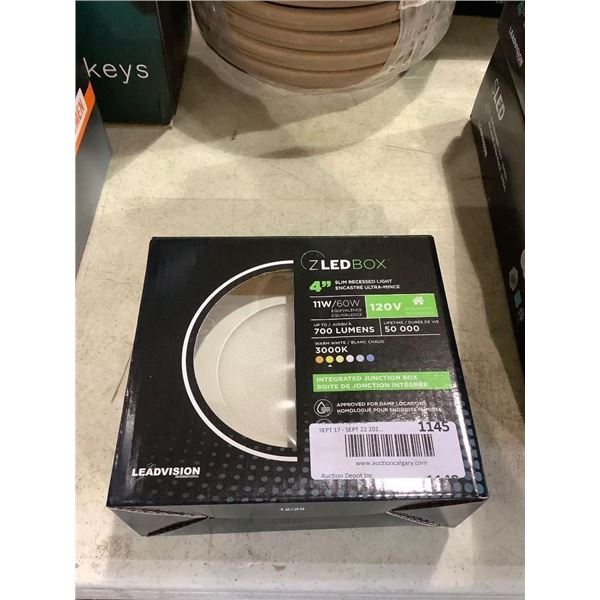 Leadvision ZLED Box Dimmable 4in Slim Recessed Light with Integrated Junction Box 11W/60W 120V 3000K