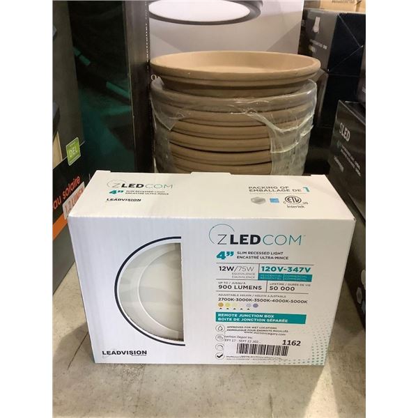 Leadvision ZLED Com Dimmable Adjustable Kelvin 4in Slim Recessed Light with Remote Junction Box 12W/