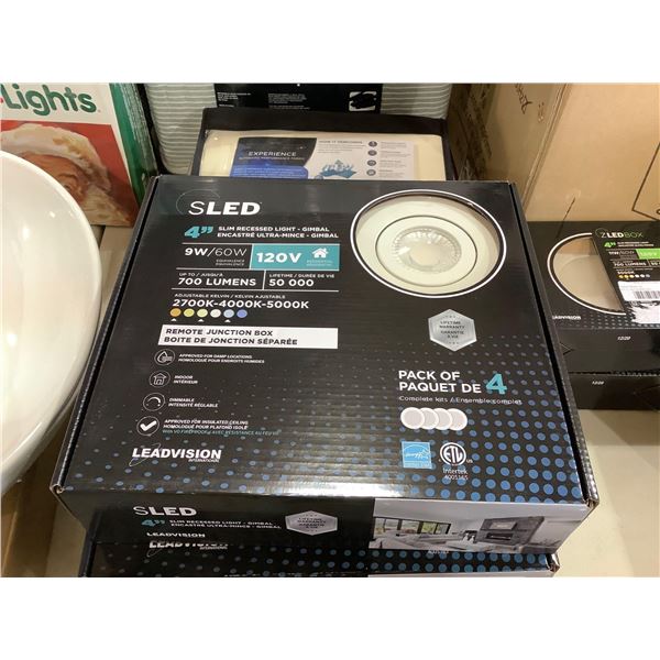 Leadvision 4-Pack SLED Dimmable Adjustable Kelvin 4in Slim Recessed Light with Remote Junction Box 9