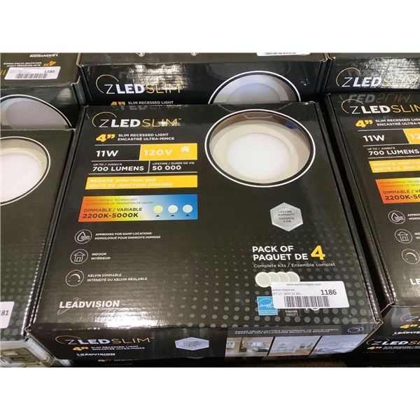 Leadvision 4-Pack ZLED Slim Dimmable Adjustable Kelvin 4in Slim Recessed Light with Remote Junction 