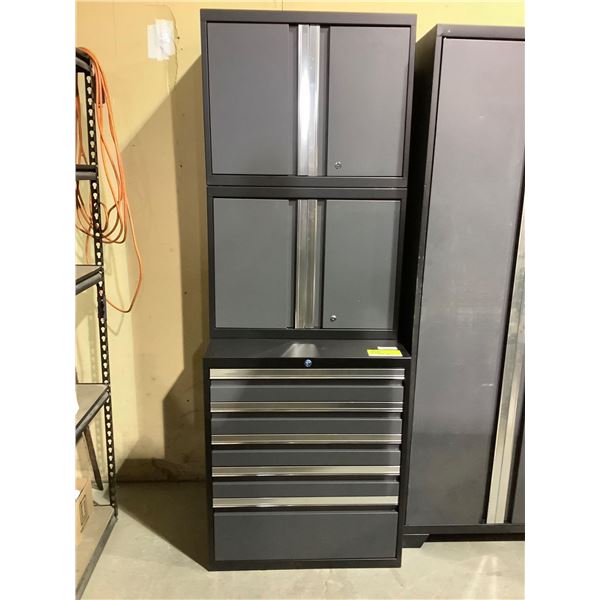 3-Piece Pro Series Metal Cabinet Set in Grey (28in x 14in x 22in and 28in x 14in x 22in and 28in x 2