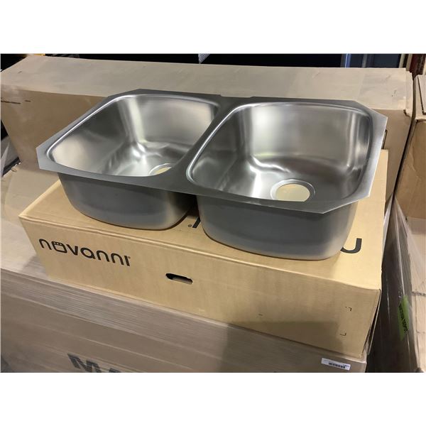 Novanni Stainless Steel Double Bowl Undermount Sink (18in x 31in) - Model: JP1831D8U