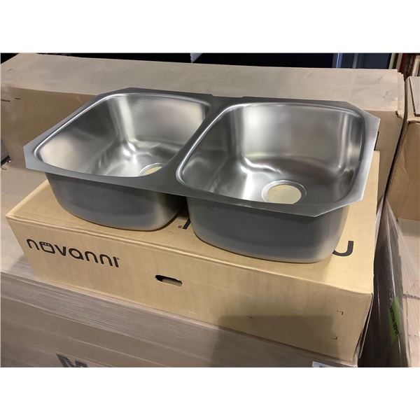 Novanni Stainless Steel Double Bowl Undermount Sink (18in x 31in) - Model: JP1831D8U
