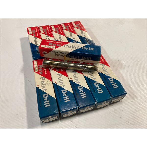 Lot of (11) New Mitsubishi 45/64" Carbide Tipped Coolant Thru Drills