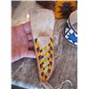 Image 2 : BULLET BELT, BEADED BELT BUCKLE ON LEATHER BELT, BEADED BELT WITH BEADED LEATHER KNIFE SHEAF