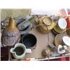 Image 2 : BOX OF MISC. POTTERY, POTTERY LAMP, MORTAR & PESTLE, ETC.