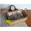 Image 1 : BASKET OF MISC. GLASSES, CLOCK, ETC.