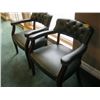 Image 2 : PAIR OF GREEN TUFT BACKED UPHOLSTERED ARMCHAIRS