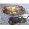 Image 1 : MANGO WOOD BOWL & A DECORATIVE FLORAL WOOD TRAY