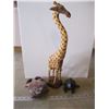 Image 1 : MOUNTED FROG, A WOODEN FROG, GIRAFFE, ETC.