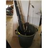 Image 1 : GARBAGE CAN WITH ASST. FISHING RODS & REELS