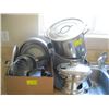 Image 1 : BOX OF ASST. POTS & PANS, STAINLESS STOCKPOT, ETC.