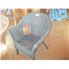 Image 2 : 2 FIBREGLASS SPUN TABLES, A CHAIR & A WICKER LIKE CHAIR