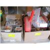 Image 1 : 2 BOXES OF MISC. SCREWS, TAPE GUNS, CHAIN, ETC.
