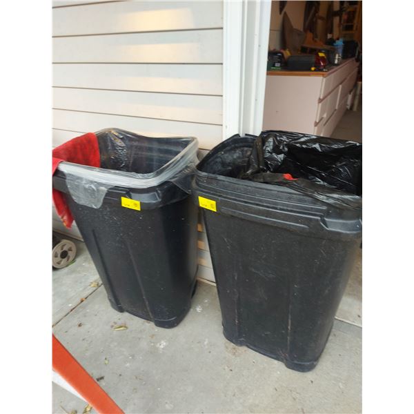 2 BLACK ROLLING GARBAGE CANS