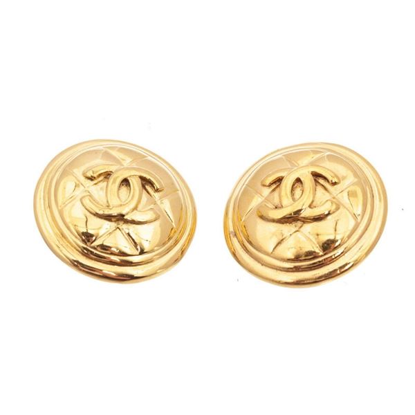 Chanel Gold CC Disc Earrings