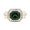 Image 2 : 4.44 ctw Rectangular Cushion Mixed Tsavorite Garnet And Princess Cut Diamond Rin