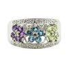 Image 2 : 1.20 ctw Multi-Colored Gemstone and Diamond Ring - 14KT White Gold