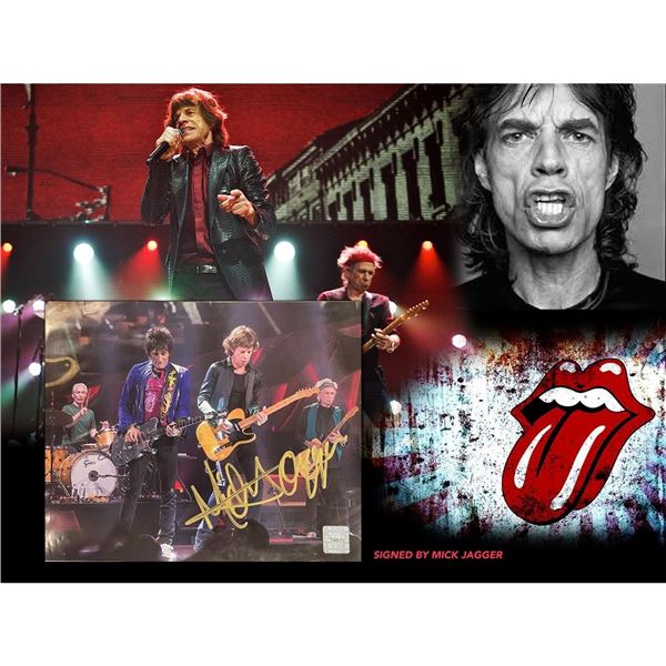 Signed Mick Jagger Photo Collage