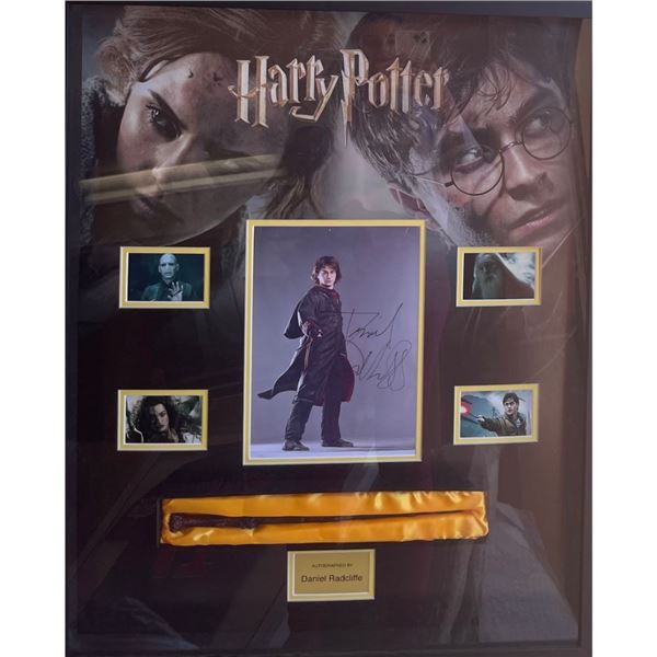 Signed Harry Potter Wand in Shadowbox Display