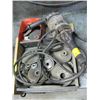 Image 1 : LG. 180MM BLACK & DECKER HEAVY DUTY ANGLE GRINDER & BOX OF ASST., DISCS, WIRE BRUSHES, ETC.