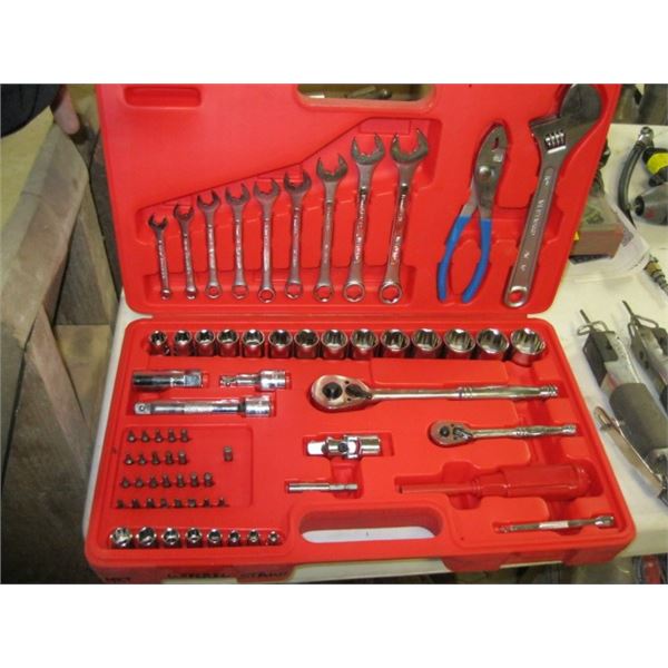 WESTWARD CASED TOOL SET, RATCHET, WRENCHES, ETC.