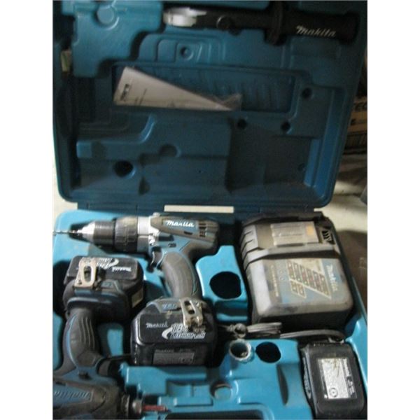 MAKITA 18V LITHIUM CORDLESS TOOL SET WITH 3 BATTERIES, CHARGER, IMPACT & DRILL